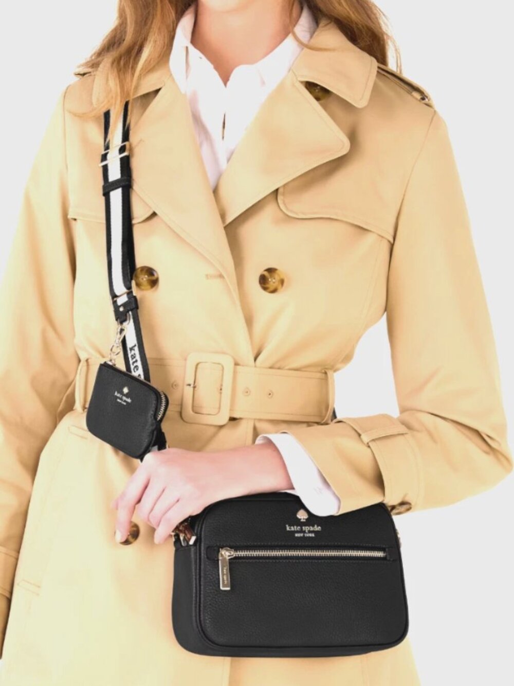 New Kate Spade Emma Pebbled Leather Camera Bag Black